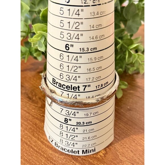 Vintage 925 Sterling Silver Bangle with Safety Chain - Picture 6 of 6